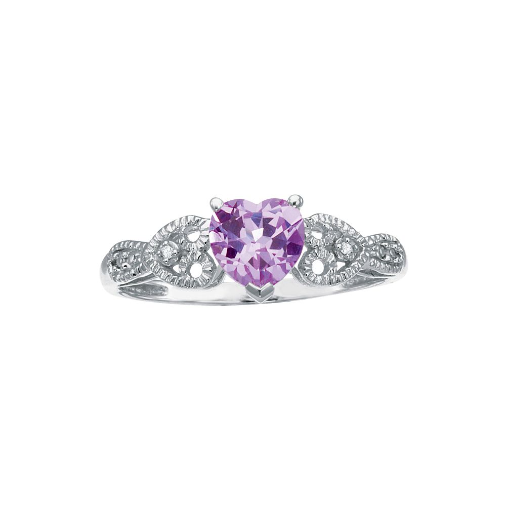 Promise Your Love Pink Sapphire Heart and Diamond Accent Ring