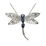 HNJ Inc. 1/10 ct. tw.* Sapphire and Diamond Dragonfly Pendant
