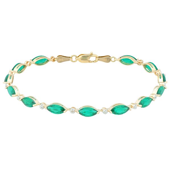 Emerald Marquise and Diamond Accent Bracelet