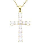 Andin International White Sapphire and Gold Cross Pendant
