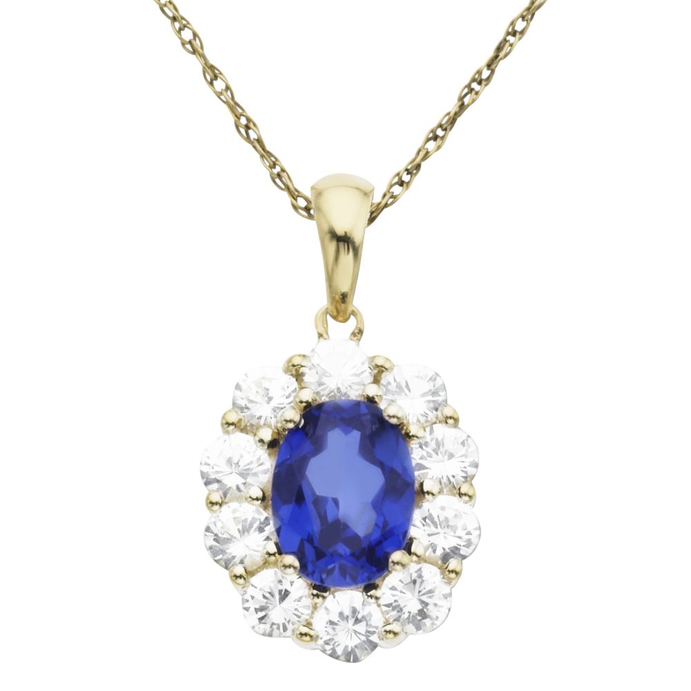 Blue and White Sapphire Princess Pendant