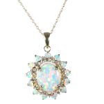 EEAC Inc Opal and 1/10 ct tw* Diamond Vintage Pendant
