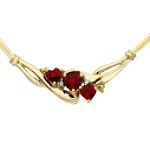 Andin International Ruby Necklace with Diamond Accents