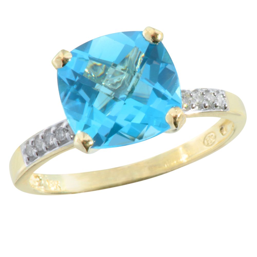Blue Topaz and Diamond Fancy Cut Ring 10K