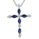 Color Craft 3/4 ct. tw.* Diamond, Sapphire Cross Pendant