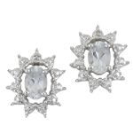 EEAC Inc Aquamarine Stud Earrings with Diamond Accents