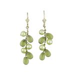 EEAC Inc Peridot and Green Pearl Leverback Earrings