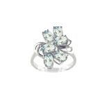 Aquamarine Blossom Ring