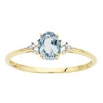 Aquamarine and Diamond Ring. 10K Yellow Gold