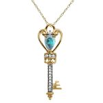 Aquamarine and Diamond Key Pendant