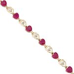10K Gold Bracelet with Rubies and Diamond Accents