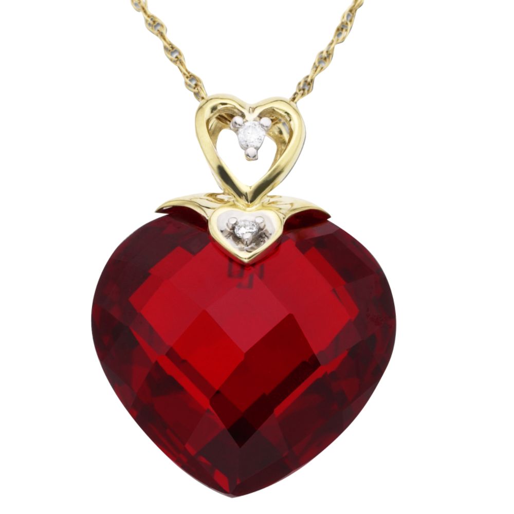 Ruby Heart Pendant with Diamond Accents