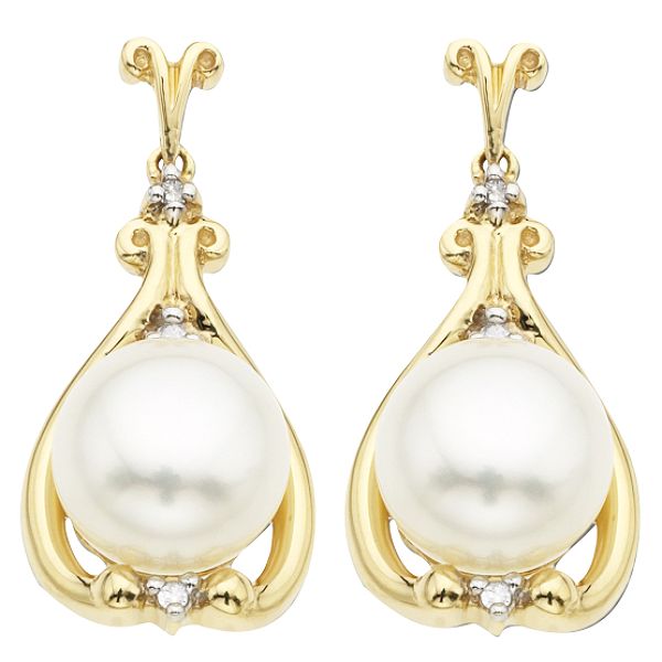 "Big Pearl" Earrings with Diamond Accents