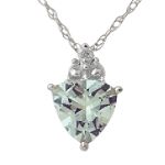 Color Craft Aqua Marine and Diamond Accent Trillion Pendant