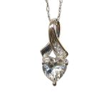 Aquamarine and White Topaz Heart Drop Pendant
