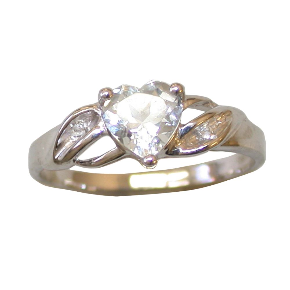 Aquamarine and White Topaz Heart Ring