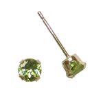 Peridot 4mm Round Stud Earrings