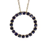 Blue Sapphire Circle Pendant