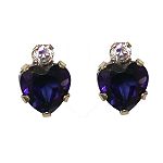 Blue and White Sapphire Heart Stud Earrings