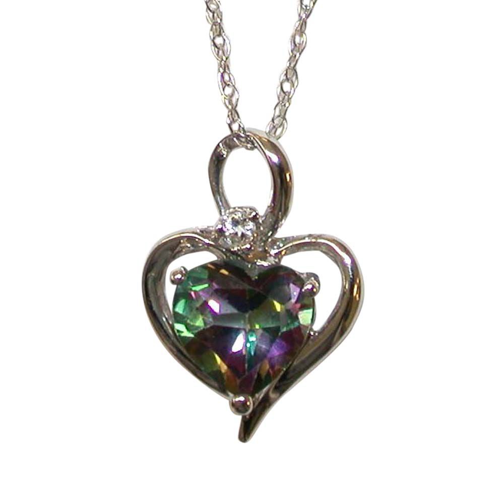 Topaz and White Topaz Double Heart Pendant