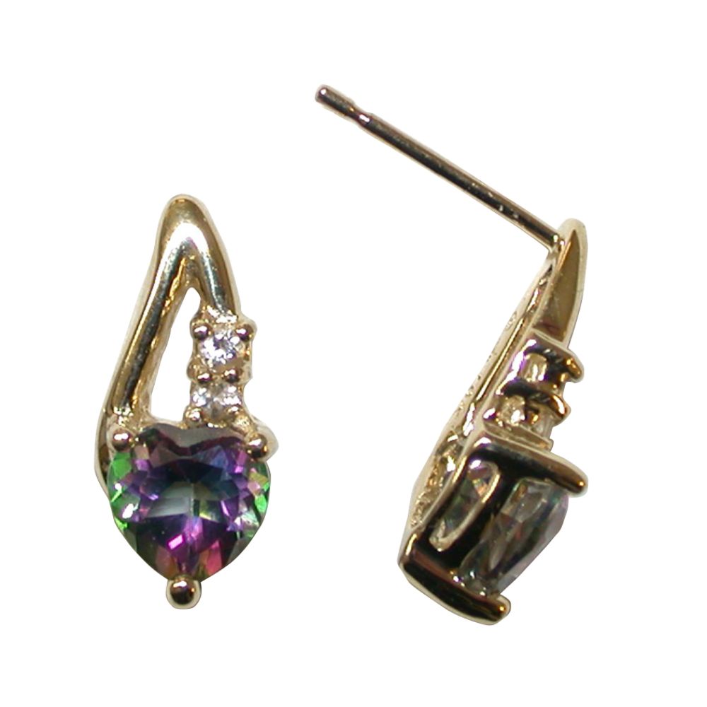 Topaz and White Topaz Heart Drop Earrings