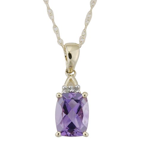 Amethyst Pendant with Diamond Accents