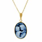 OTC International Agate Everasting Love Cameo Pendant. 14K Yellow Gold