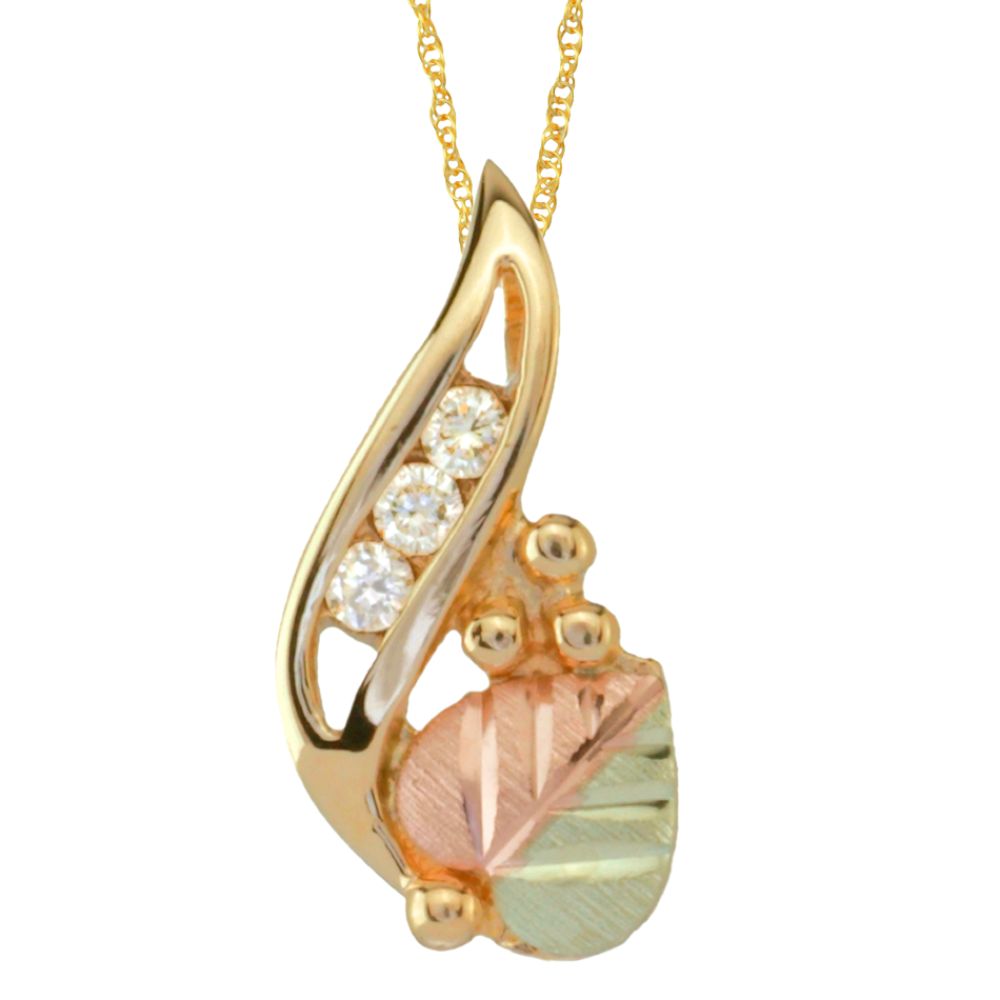 Black Hills Gold Tricolor 10K Diamond Accent Pendant