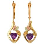 Black Hills Gold Tricolor 10K Amethyst Lever Back Earrings