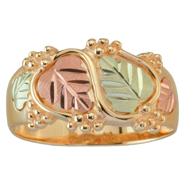 Black Hills Gold Tricolor 10K Gold Men's Traditional Wedding Band