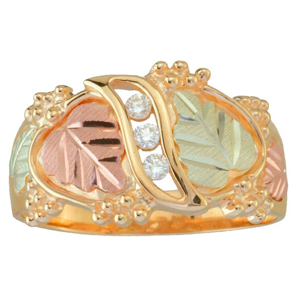 Black Hills Gold Tricolor 10K Gold Men's Diamond Wedding Band