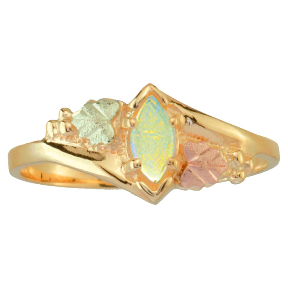 Black Hills Gold Tricolor 10K Gold Ladies' Petite Opal Ring
