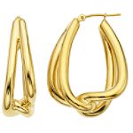 Andin International CLOSE-OUT - Looped Hoop Earrings. 14K Yellow Gold.