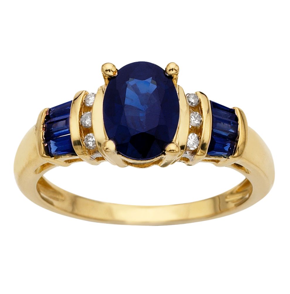 CLOSE-OUT - Sapphire and Diamond Ring. 14K Yellow Gold