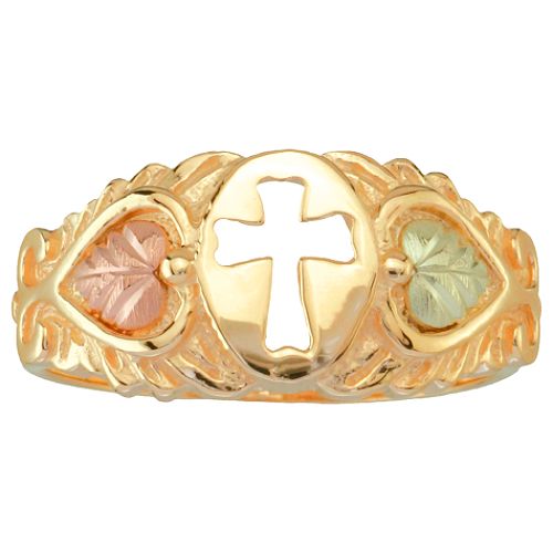 Black Hills Gold Tricolor 10K Gold Ladies' Cross Ring