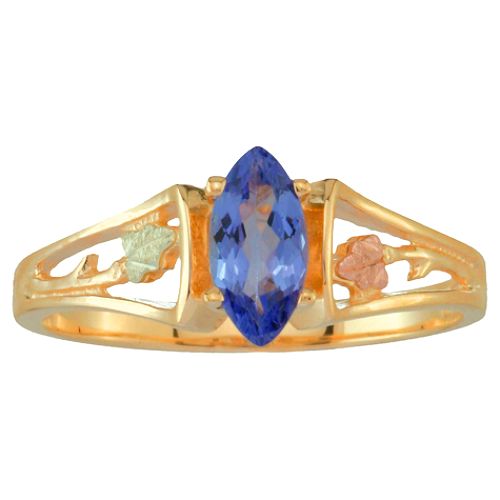 Black Hills Gold Tricolor 10K Gold Ladies' Tanzanite Ring