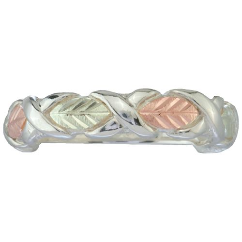 Black Hills Gold Tricolor Sterling Silver Ladies' Band Ring