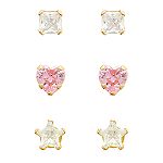 14Kt Multi Color CZ Stud Set