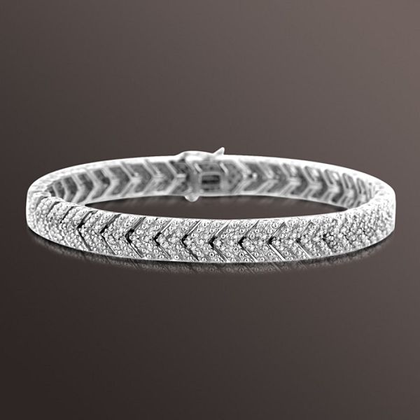 1 ct. t.w. Diamond Chevron Bracelet in Sterling Silver