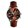 Mens Commando dual time 2-eye with date and leather strap