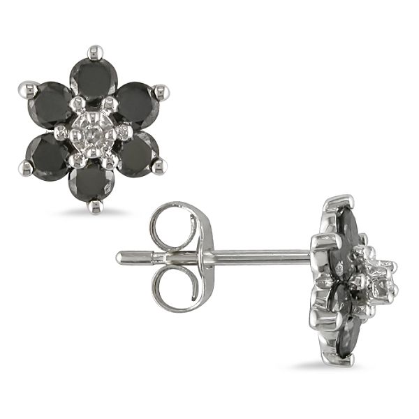3/4 ct. t.w. Black and White Diamond Earrings in 10K White Gold