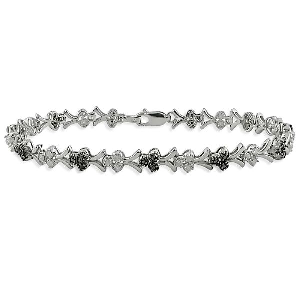 1 ct. t.w. Black and White Diamond Bracelet in Sterling Silver