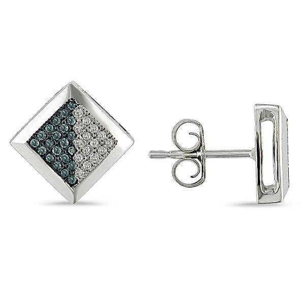 1/5 ct. t.w. Blue and White Diamond Earrings