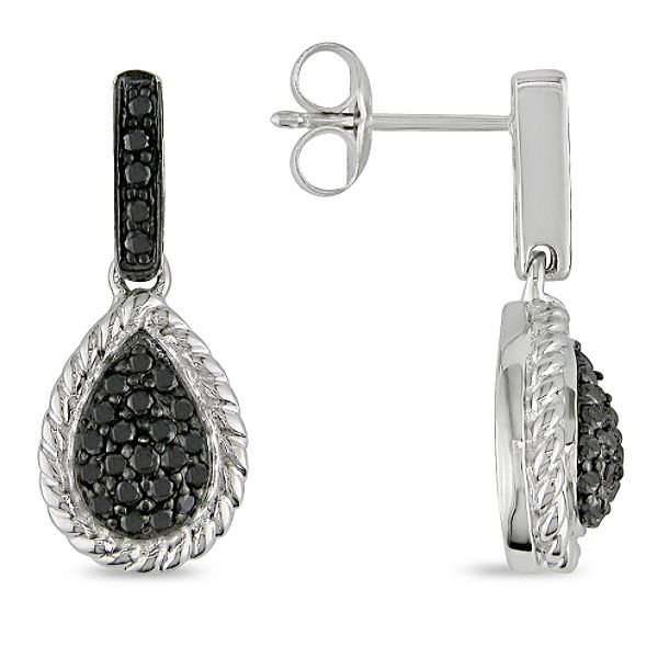 1/2 ct. t.w. Black Diamond Earrings in Sterling Silver