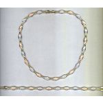 Sakoura Design Ltd. Oval Shape Necklace and Bracelet Set. 23k Yellow, White, Rose Gold over Stainl