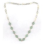 Sakoura Design Ltd. Green Jade and link chain necklace. 14k Yellow Gold