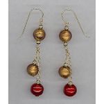 Sakoura Design Ltd. Red and Yellow Venetian Beads Dangle Earrings