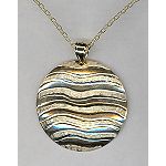 Sakoura Design Ltd. Satin and High Polished Waves Pendant. 14k Yellow Gold