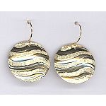 Sakoura Design Ltd. Satin and High Polished Waves Earrings. 14k Yellow Gold
