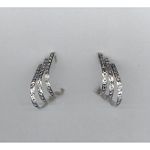 Sakoura Design Ltd. Diamond cut triple J hoop on post Earrings